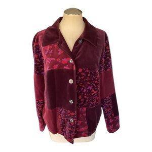 MDL New York Patchwork Jacket M Velvet Floral Button Front Hong Kong
